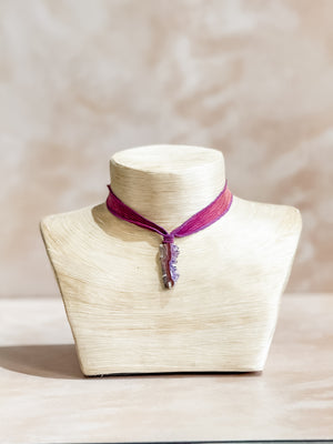 Amethyst Geode Silk Adjustable Necklace No.2