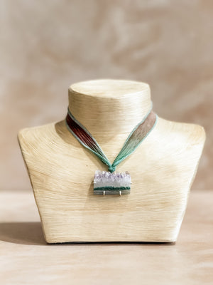 Amethyst Geode Silk Adjustable Necklace No.5
