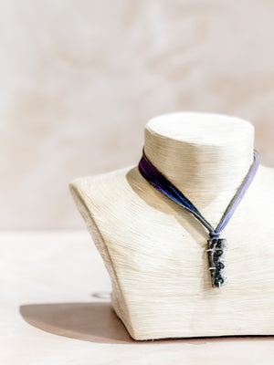 Amethyst Geode Silk Adjustable Necklace No.1
