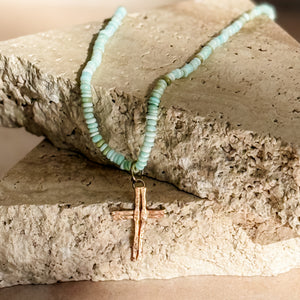 Cross Necklace | Ethiopian Opal & Brass