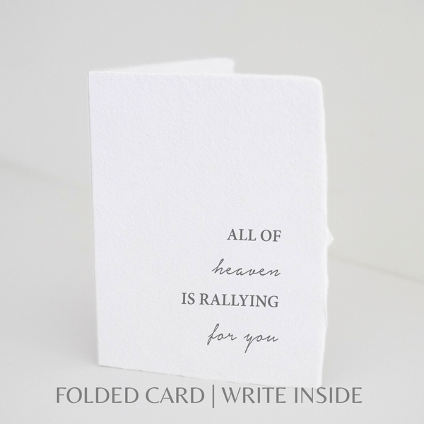 All Of Heaven Is Rallying For You | Religious Card: Flat A2 Greeting Card. Blank on Back.