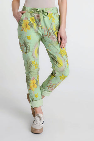 Collins Starfruit Stretch Tie Waist Pant (PL160Z): 303 Army / One Size
