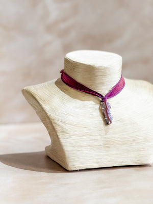 Amethyst Geode Silk Adjustable Necklace No.2