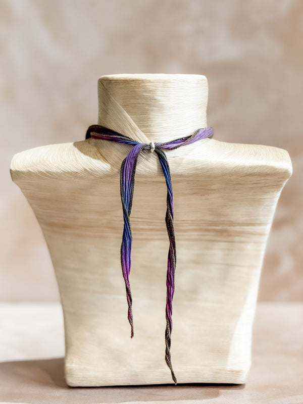 Amethyst Geode Silk Adjustable Necklace No.1