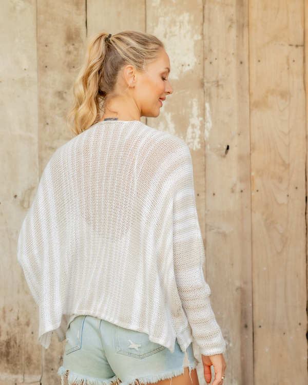 Beachcomber Cotton Sweater | Blush/Breaker White