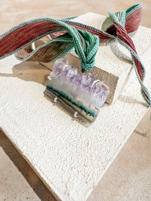 Amethyst Geode Silk Adjustable Necklace No.5