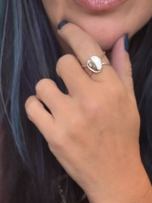 Adjustable White Buffalo Stone w/Bronze Matrix Ring No.10