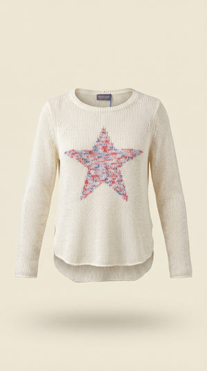 Marled Star Crew Cotton | Breaker White Marled