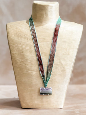 Amethyst Geode Silk Adjustable Necklace No.5