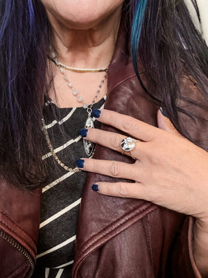 Adjustable White Buffalo Stone w/Bronze Matrix Ring No.6