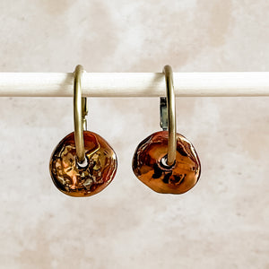 Copper Ceramic Wafer Hoop Earrings