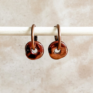 Patina Ceramic Wafer Hoop Earrings