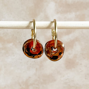 Copper Ceramic Wafer Hoop Earrings