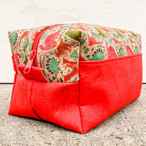 Cork Toiletry Kit/Dopp Kit | Dinosaur/red