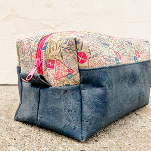Toiletry Kit/Dopp Kit | Passport Stamp/ Navy