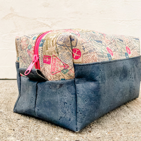 Toiletry Kit/Dopp Kit | Passport Stamp/ Navy