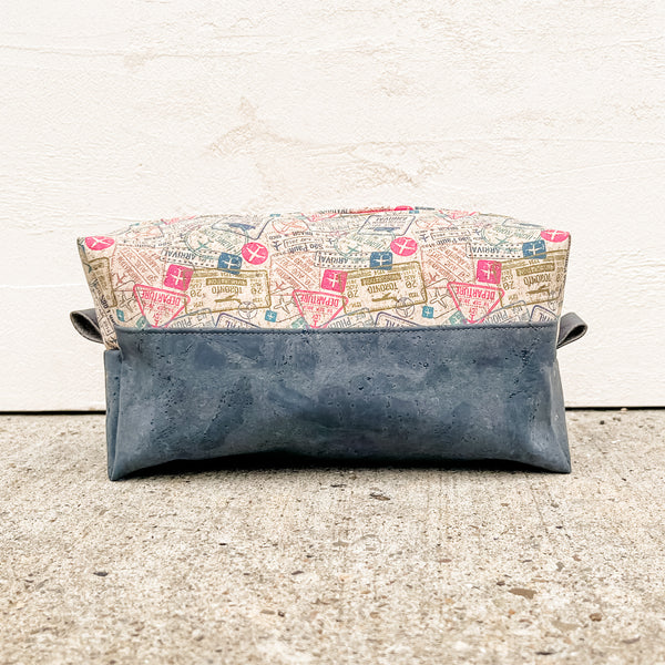 Toiletry Kit/Dopp Kit | Passport Stamp/ Navy