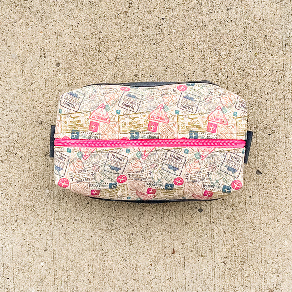 Toiletry Kit/Dopp Kit | Passport Stamp/ Navy