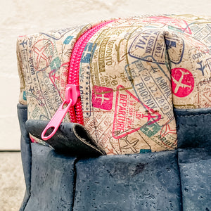 Toiletry Kit/Dopp Kit | Passport Stamp/ Navy