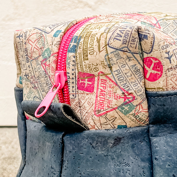 Toiletry Kit/Dopp Kit | Passport Stamp/ Navy