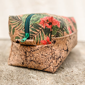 Cork Toiletry Kit/Dopp Kit | Plumeria/Crackle