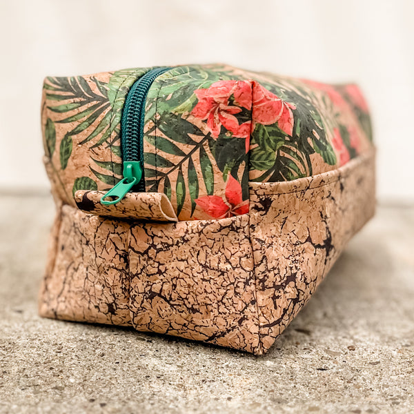 Cork Toiletry Kit/Dopp Kit | Plumeria/Crackle
