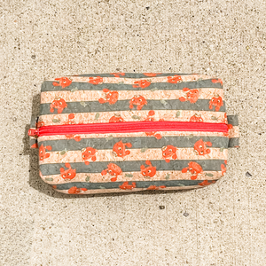 Cork Toiletry Kit/Dopp Kit | Red Crab/Blue Stripes