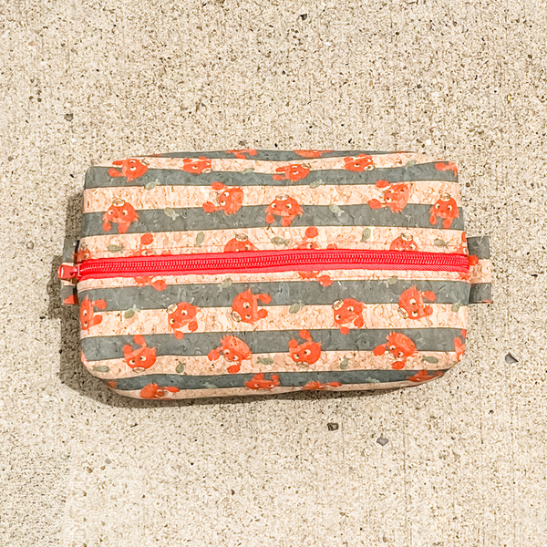 Cork Toiletry Kit/Dopp Kit | Red Crab/Blue Stripes