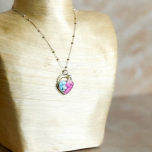 Cotton Candy Kingman Turquoise Heart with Cloud Cabochon No. 1