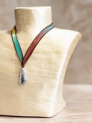 Amethyst Geode Silk Adjustable Necklace No.4