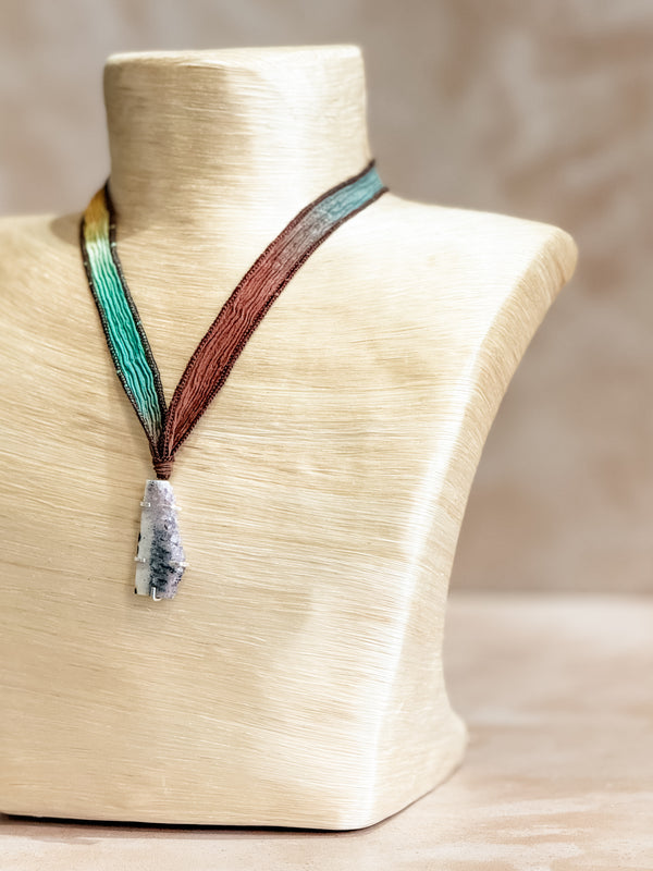 Amethyst Geode Silk Adjustable Necklace No.4