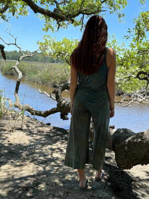 Gia Gaucho Flare Pant | Hand Dyed Blue