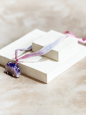 Amethyst Geode Silk Adjustable Necklace No.3