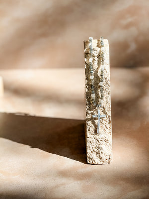 Cross Necklace | Labradorite, Moonstone + Sterling Silver