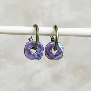 Grape Ceramic Wafer Hoop Earrings