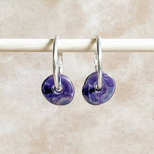 Grape Ceramic Wafer Hoop Earrings