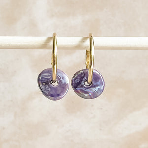 Grape Ceramic Wafer Hoop Earrings