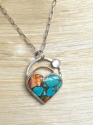Sunrise Kingman Turquoise Heart with Cloud Cabochon No. 1