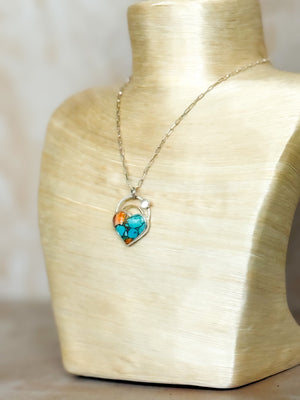 Sunrise Kingman Turquoise Heart with Cloud Cabochon No. 1