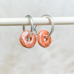 Terra Cotta Ceramic Wafer Hoop Earrings