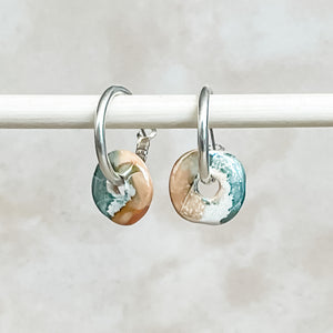 Ocean Sunrise Ceramic Wafer Hoop Earrings