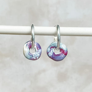 Hydrangea Ceramic Wafer Hoop Earrings