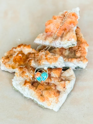 Sunrise Kingman Turquoise Heart with Cloud Cabochon No. 1