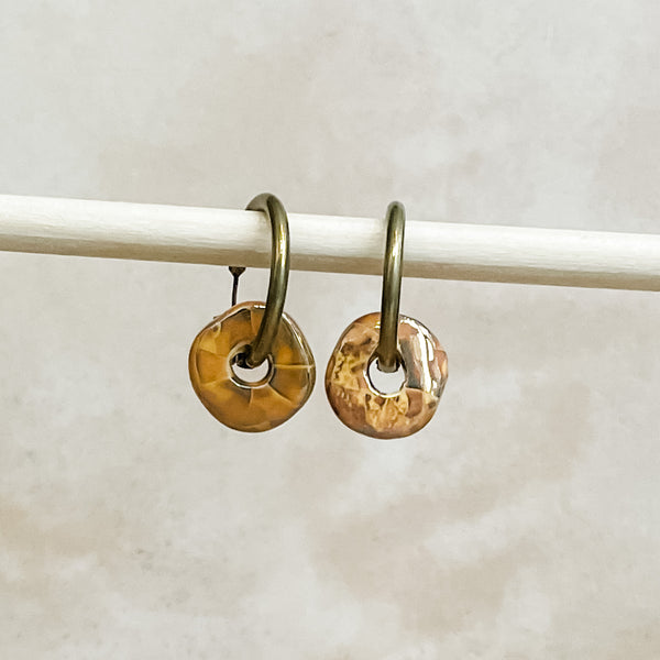 Marigold Ceramic Wafer Hoop Earring