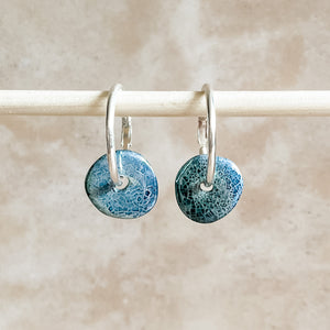 Mosaic Ceramic Wafer Hoop Earrings