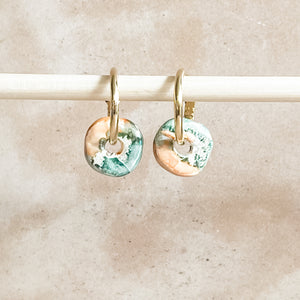 Ocean Sunrise Ceramic Wafer Hoop Earrings