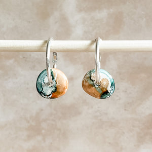 Ocean Sunrise Ceramic Wafer Hoop Earrings