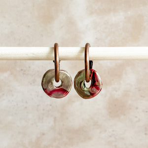 Patina Ceramic Wafer Hoop Earrings