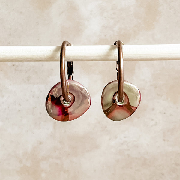 Patina Ceramic Wafer Hoop Earrings