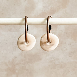 Fuzzy Peach Ceramic Wafer Hoop Earrings